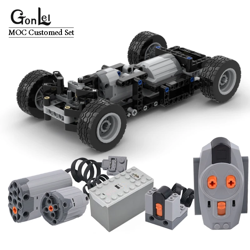 MOC Expert Technical RC Motors RWD Chassis Power Function Buiding Block Vehicle DIY Bricks Toys For Gifts