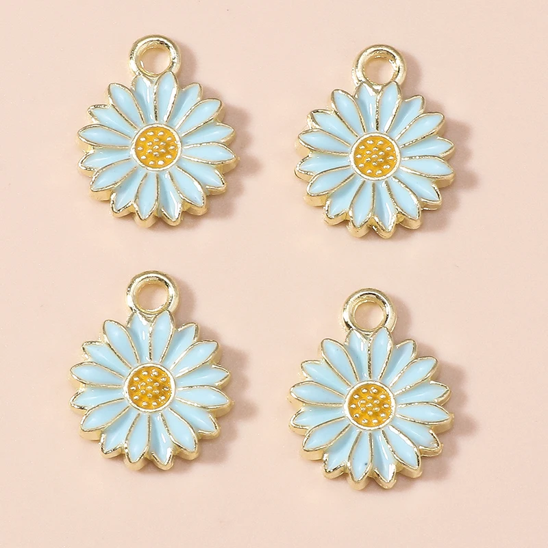 20 Stück 13 x 16 mm niedliche bunte Emaille-Sonnenblumen-Anhänger für die Schmuckherstellung, Ohrringe, Halsketten, Armbänder, DIY-Bastelbedarf