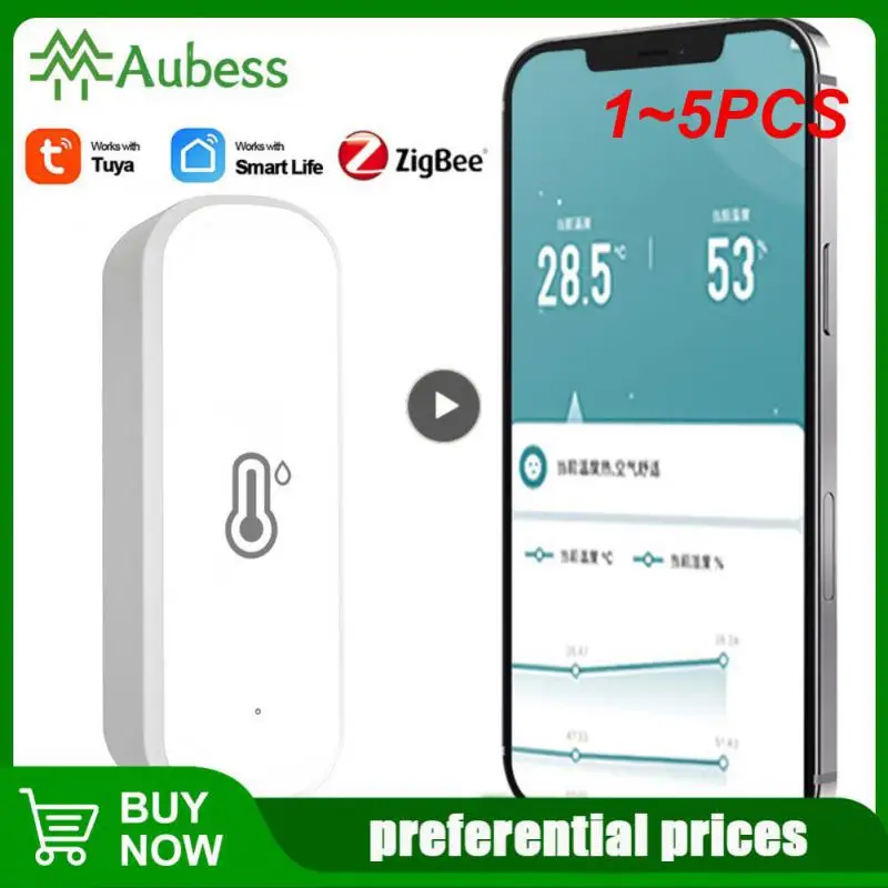 

1~5PCS Tuya ZigBee/WiFi Temperature Humidity Sensor Home Connected Thermometer Compatible With Smart Life Alexa Assistant