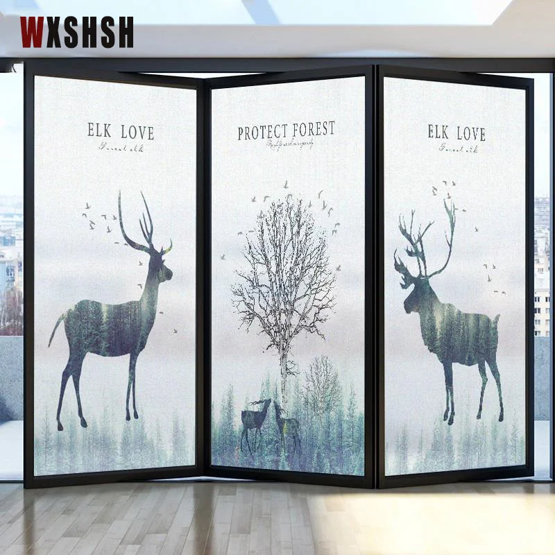 Deer Pattern Static Cling Window Film Vinyl For Cricut Privacy Protection  Home Decoration Stained Glass Sticker For Home Office - Decorative Films -  AliExpress