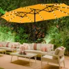 15 ft Extra Large Patio Umbrella with Solar Lights, Rectangular Outdoor Umbrella with Base Included, Market Umb 1