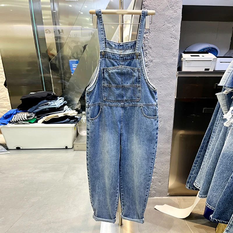 캐주얼 큰 사이즈 멜빵 바지 여성용, 느슨한, 단색, 봄 가을 아우터 웨어, 패션, 임산부 바지, 여름 의류 