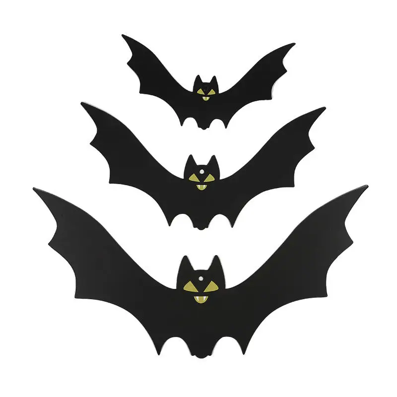 18pcs 3size Halloween Decoration Black Bat String Black Hanging Ornament Scary Horror Halloween Garland Decor