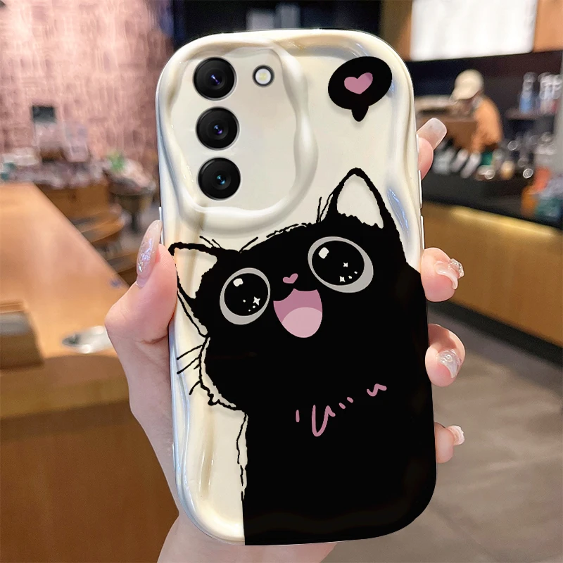 Sleek Black Cat Wave Phone Case Cover