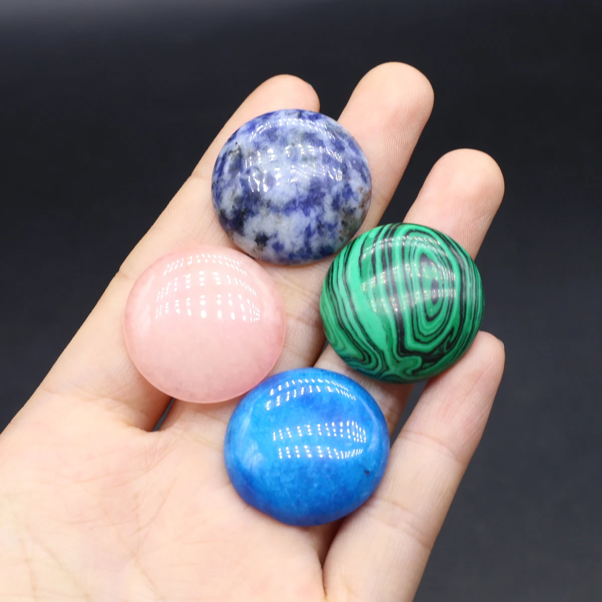 100PCS Natural Stone Cabochons Round Unakite Beads Ring Surface DIY Jewelry Making Rings Necklace Accessories Gift 25x25mm