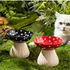 Cute Cartoon Mushroom Ceramic Pet Bowl High Foot Protection for Cervical Spine Feeder  for Puppy Dog Small Cat Pet Accessories 5