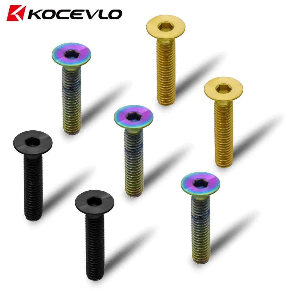KOCEVLO Bicycle Headset Bolts Titanium M6*30mm CNC Countersunk Head MTB BMX Bikes Stem Top Cap Ti Retaining Screw