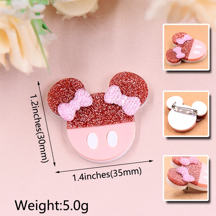 2022 New Arrival Mouse Head Pink Brooch (Safety Pin) Laser Cut