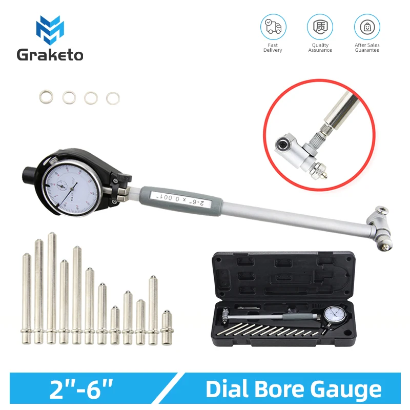 Dial Bore Gauge Dial Indicator Inner Diameter Gauge Measuring Rod Probe Micrometer Measuring Tool 15-35-50-160mm