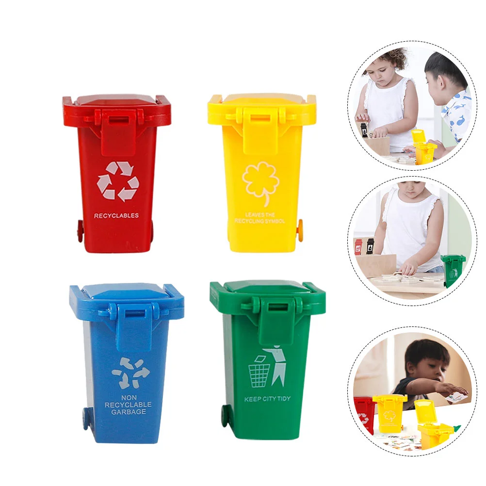 

Garbage Can Trash Toy Mini Bin Truck Toys Kids Cans Miniature Curbside Sorting Recycle Desk Educational Model Vehicles Bins Game