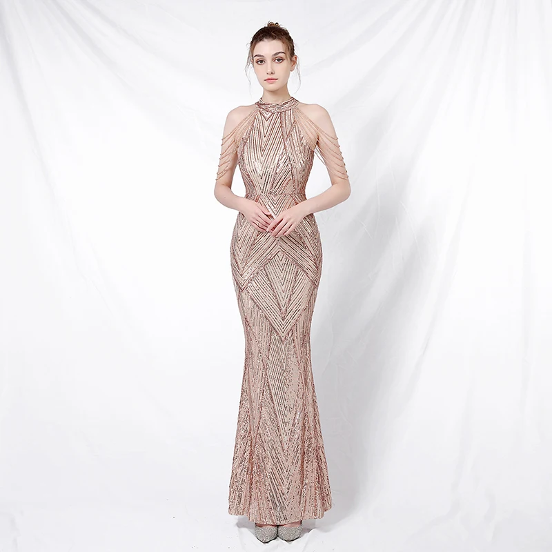 2023 New Birthday Ball Party Dress Feminine Elegant Long Sequin Celebrity Cool And Brilliant Queen Fishtail Evening Dress