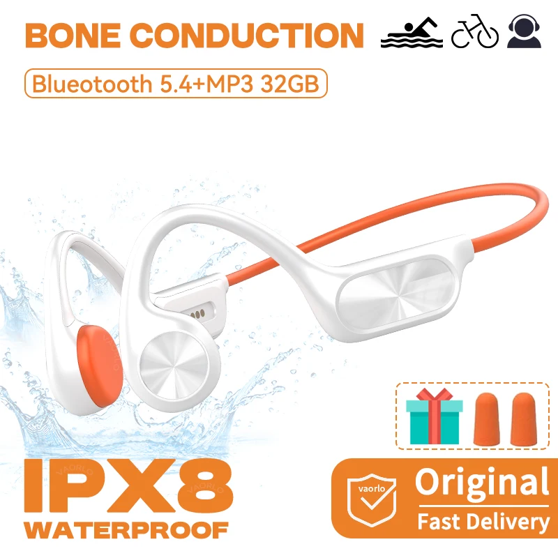 IPX8 Waterproof Swimming Earphone Bone Conduction Headphones MP3 Player Wireless Bluetooth 5.4 Headset LED Display With 32G RAM