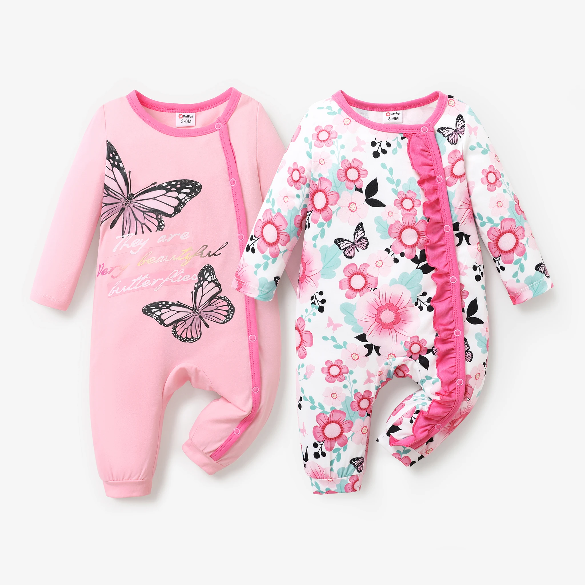 

PatPat Baby Girl Sweet Butterfly Pattern Ruffle Design Jumpsuit
