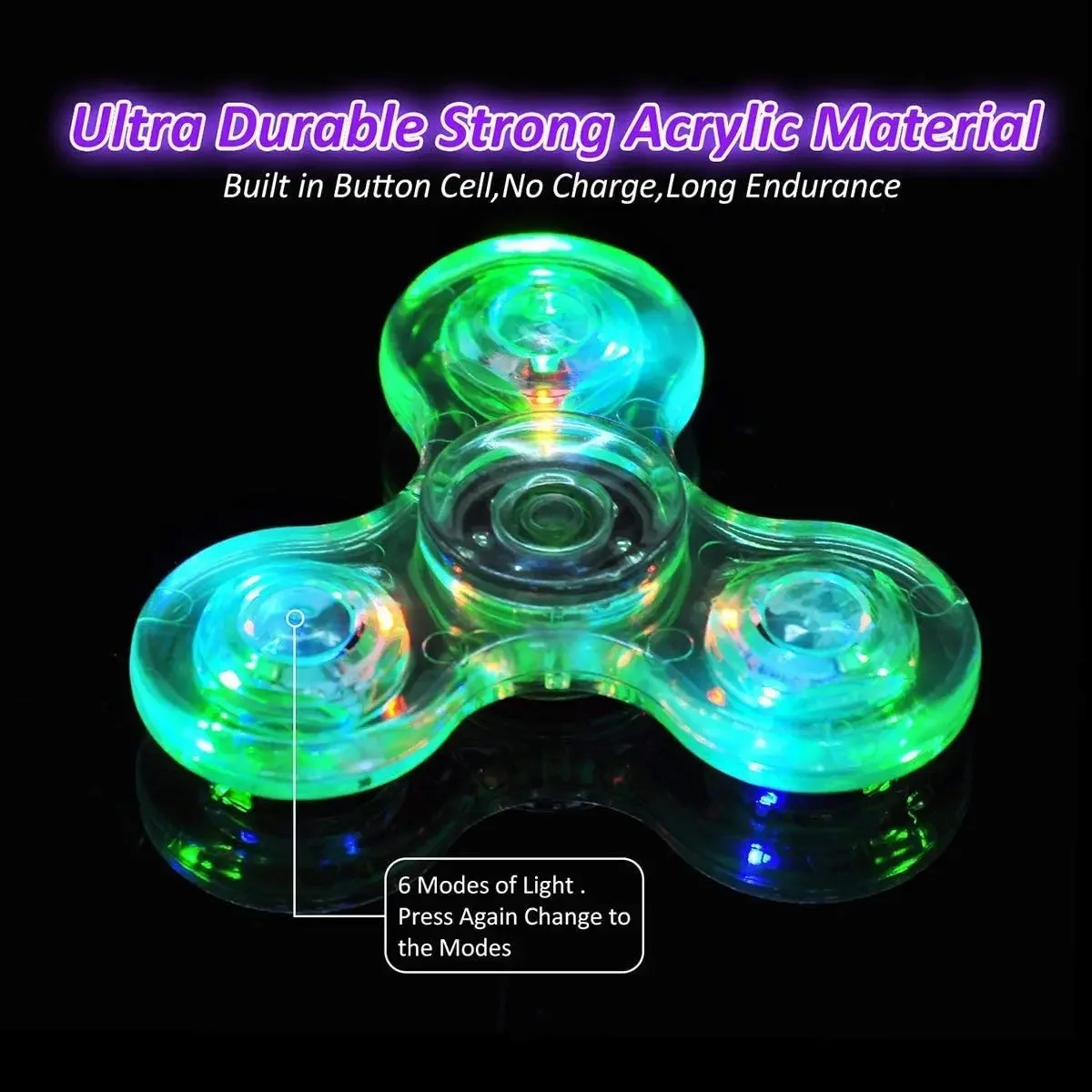 Luminous LED light Fidget Spinner Hand Top Spinners Glow in Dark Light EDC Figet Spiner Finger Stress Relief Toys — view 5