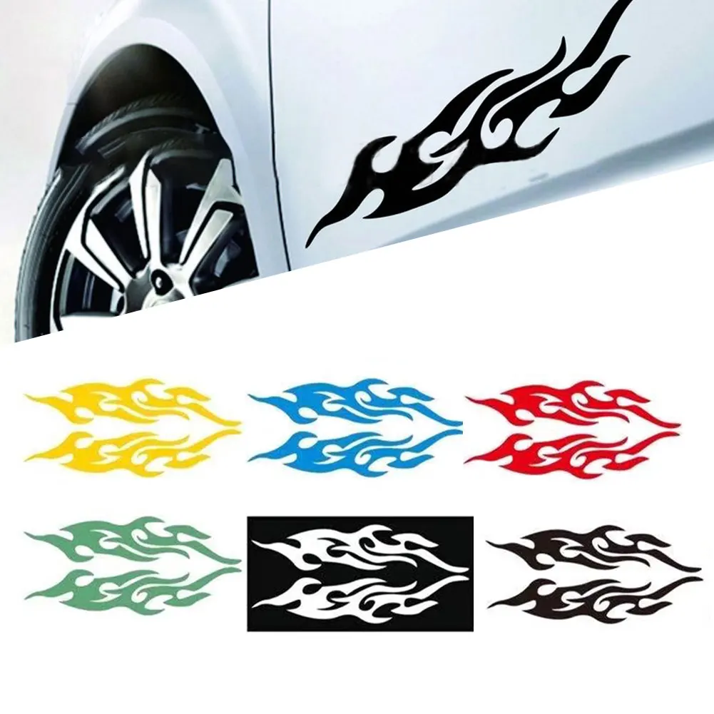 DIY Flame Vinyl Decal Sticker Waterproof For Car Motorcycle Gas Tank Fende Waterproof Self Adhesive Very Strong And Durable self adhesive waterproof stickers oval shape gold green cleara security warranty qc 13x9mm 4000pcs