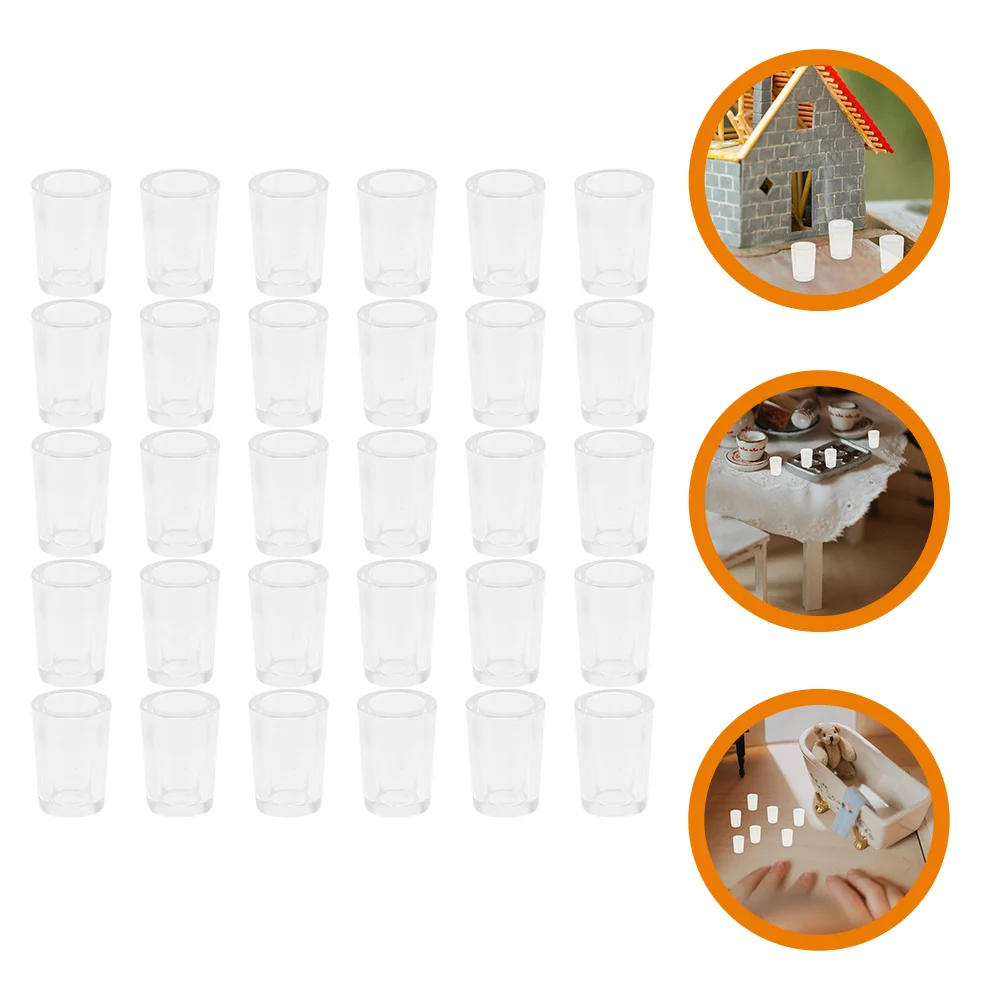 Dollhouse Miniature Cup Plastic Clear Miniature Tumbler Mini Drinking Glasses Water Cup Tea Cups Tiny Mugs Props tonvic 40 clear view plastic pegboard slatwall sunglass glasses display stand holder