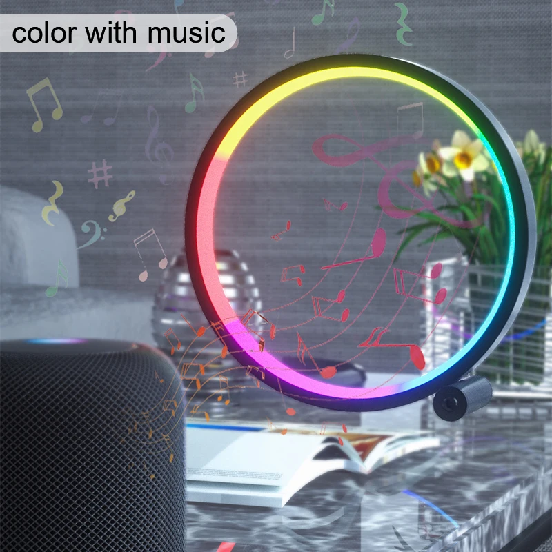 

Led Rgb Desk Lamp App Music Rhythm Atmosphere Light Remote Control Dimming Game Desktop Bar Live Broadcast Ring Night Light