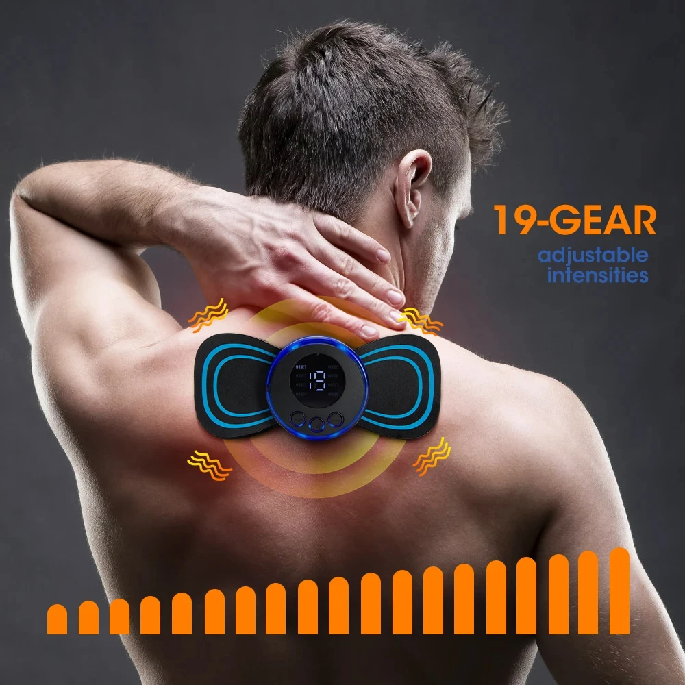 LCD Display EMS Neck Massage Electric Massager Cervical Neck Back Patch 8 Mode Pulse Muscle Stimulator Portable Relief Pain