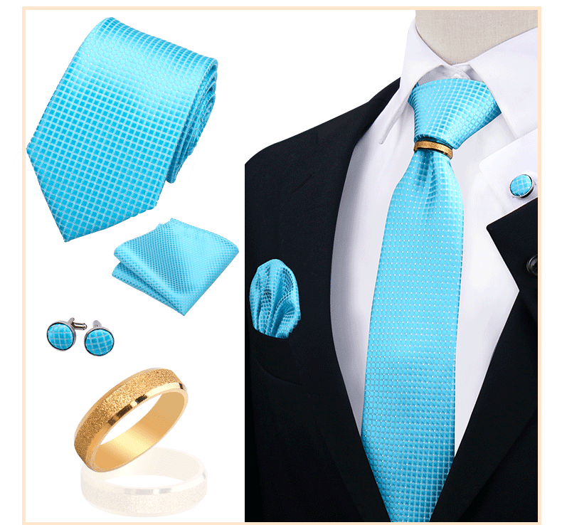 Männer Krawatten mit Ring Brosche Pin Set Marke Designer Paisley Plaid Krawatte Taschentuch Manschettenknöpfe Hochzeit Party Geschenk Männer Zubehör – Detail 27