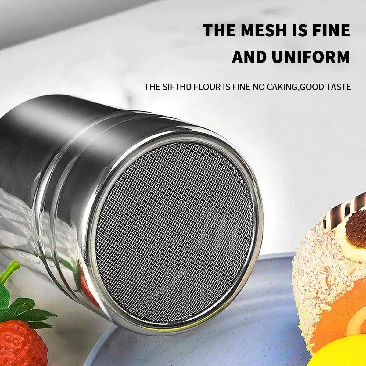 Stainless Steel Powder Sifter with Lid for Coffee, Cocoa, and Matcha