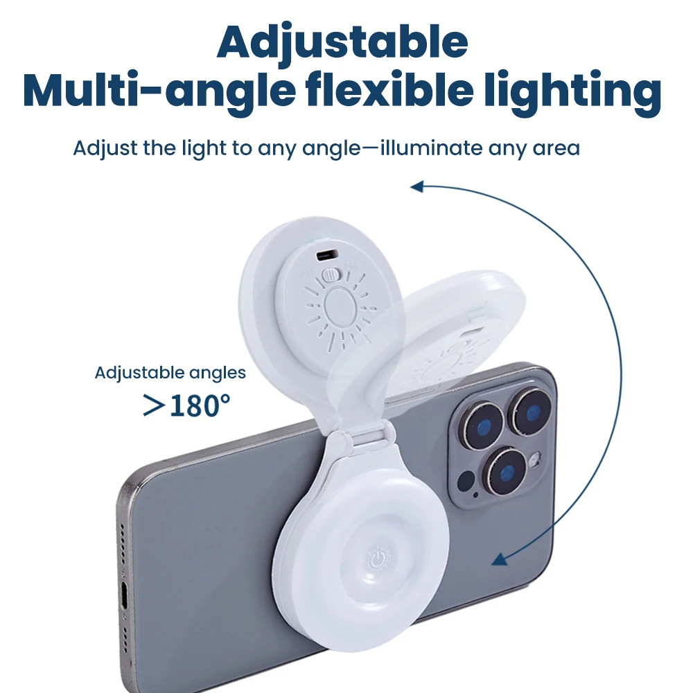 Luce Magnetica per Smartphone per Selfie e Miglioramento della Bellezza, Lampada Compatta Mini Pieghevole e Regolabile - immagine 5