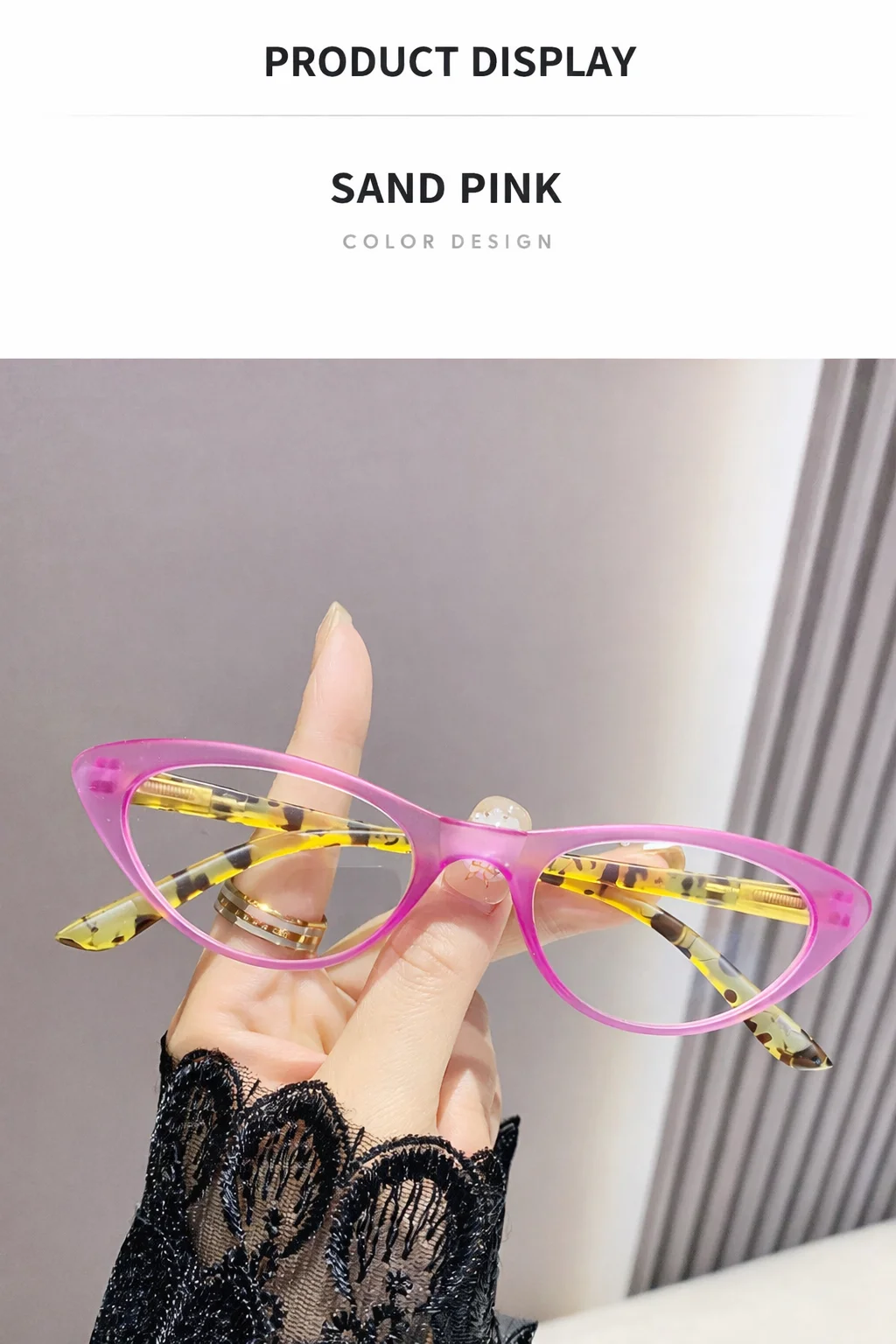 1 Stück Damen Retro Katzenaugen-Lesebrille Anti-Blaulicht Vollrahmen Klare Gläser Presbyopie-Brille mit Federscharnier +1,0-4,0 – Detail 6