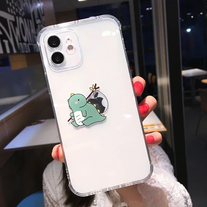 Cute Dinosaur Clear Phone Case - Soft Shockproof Cover