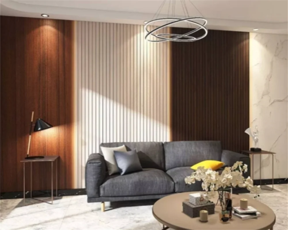 beibehang Customized simulation vertical strip wood grain Nordic bedroom living room papier peint grille background wallpaper