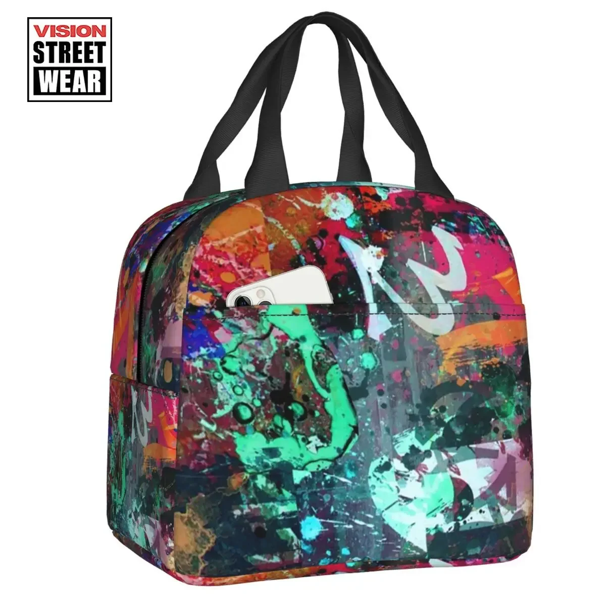 

Graffiti Art Paint Splatter Insulated Lunch Bag For Portable Street Artist Cooler Thermal Lunch Box Beach Camping Travel