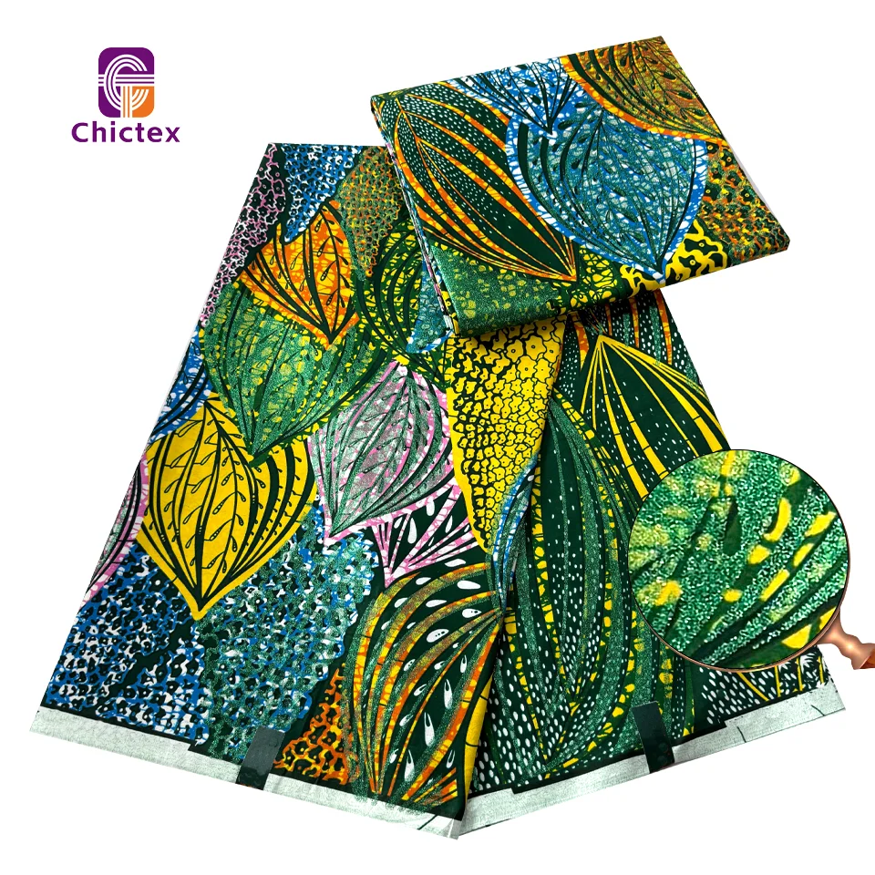 Classic Patterns African Printed Fabric Wax With Grand Super Quality Gold Shining For Loincloth