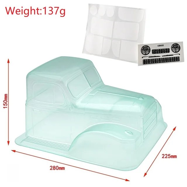 현실적인 디테일과 내구성을 갖춘 1/10 RC 크롤러를 위한 닷지 파워 왜건 플라스틱 투명 바디