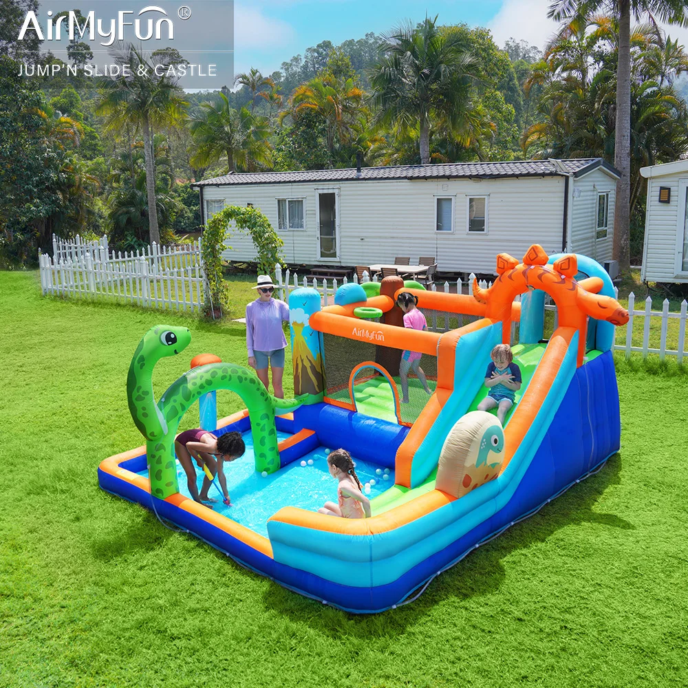 

Airmyfun Dino Park Bounce House Combo Kids Inflatable Dinosaur Bouncy Castle Inflatable Bounce House With Water Slide