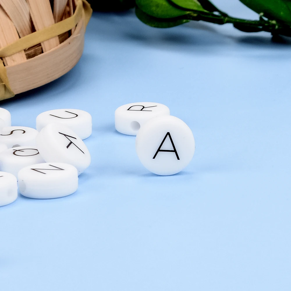 LOFCA 12 mm, 70 Stück, flache, runde Silikonperlen, Lebensmittelqualität, Buchstaben, Alphabet, personalisierter Name, DIY-Schlüsselanhänger, Perlenschmuck, Zubehör – Detail 18