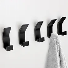 Punch-free Double Hook Bedroom Bathrobe Holder Coat Hook Black White Towel Rack for Living Room Kitchen Bathroom Accessories