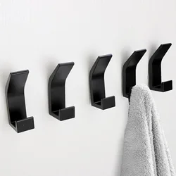 Punch-free Double Hook Bedroom Bathrobe Holder Coat Hook Black White Towel Rack for Living Room Kitchen Bathroom Accessories