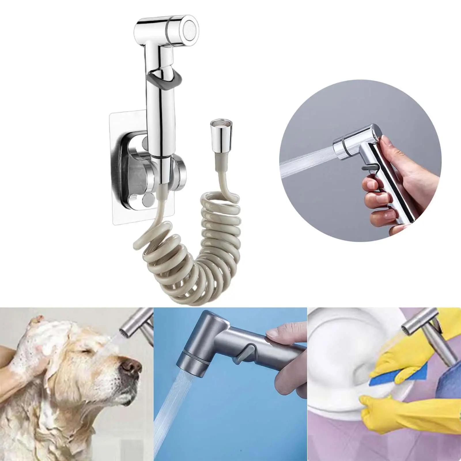 High Pressure Handheld Bidet Sprayer Toilet Water Sprayer Attachment for Bathing Pets Bathroom Kitchen Garden Wash Cloth Diaper 3