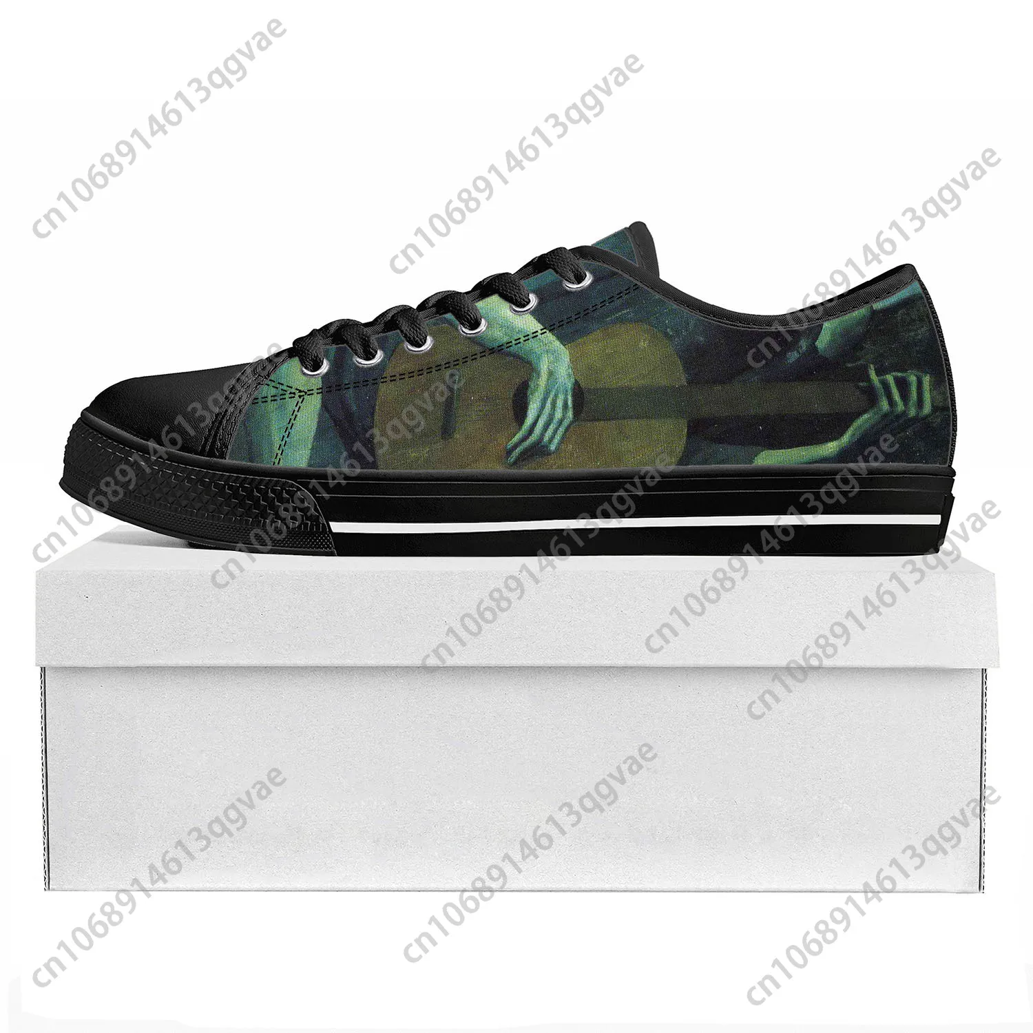 Picasso Famous Oil Paint Old Guitarist Low Top Scarpe Sportive Di Alta Qualità Uomo Donna Adolescenti Scarpe Di Tela Coppia Scarpe Personalizzate