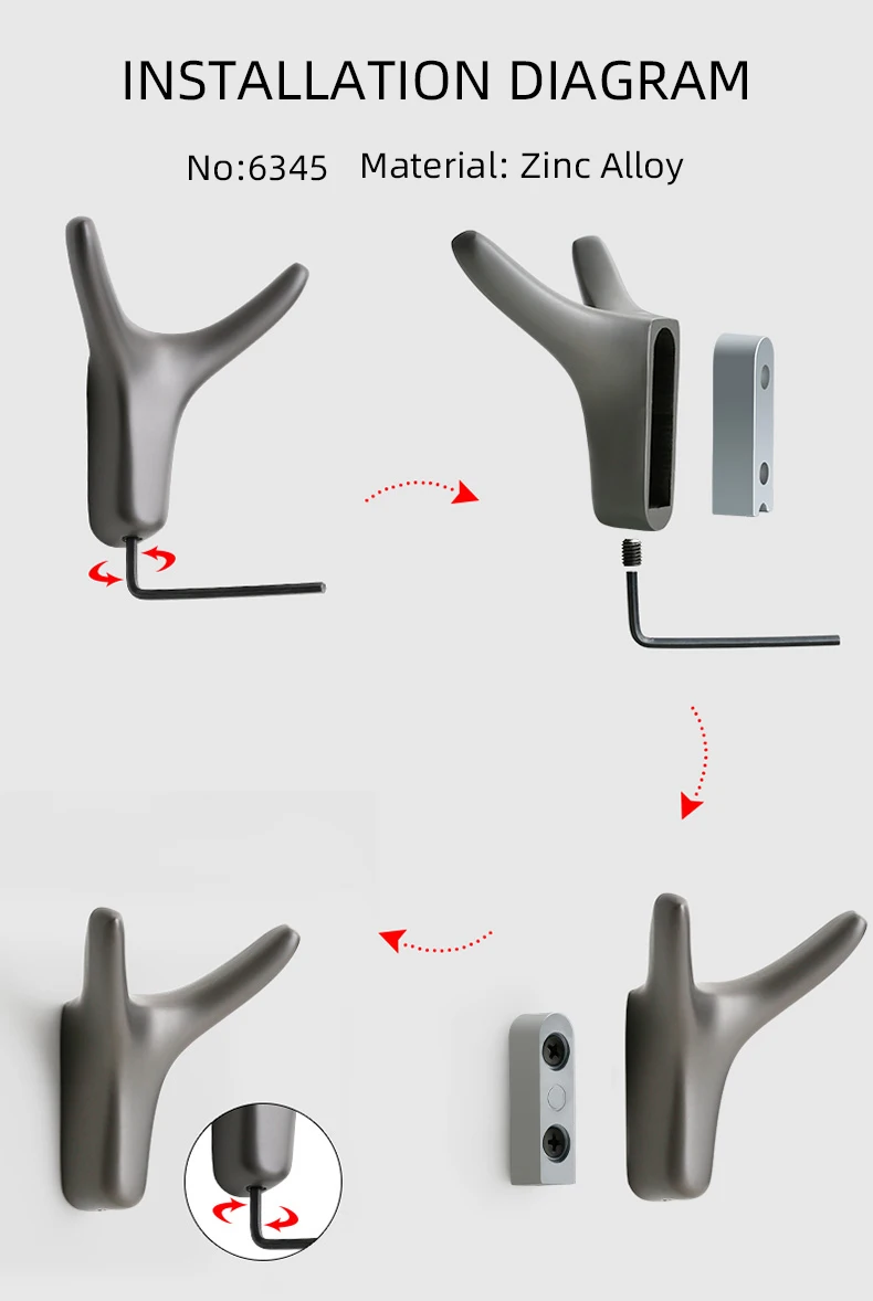 Description Picture 4 of itemFurniture hardware European style horn hook bathroom wardrobe door wall hook