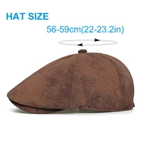 Autumn Winter Faux Leather Cap Newsboy Cap Hat Men Women Casual Beret Solid Cap PU  Leather Flat Caps Vintage 2
