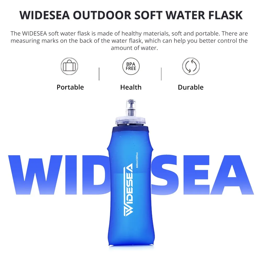 Widesea 600ml Foldable Soft Water Bottle - Lightweight Outdoor Hydration Flask