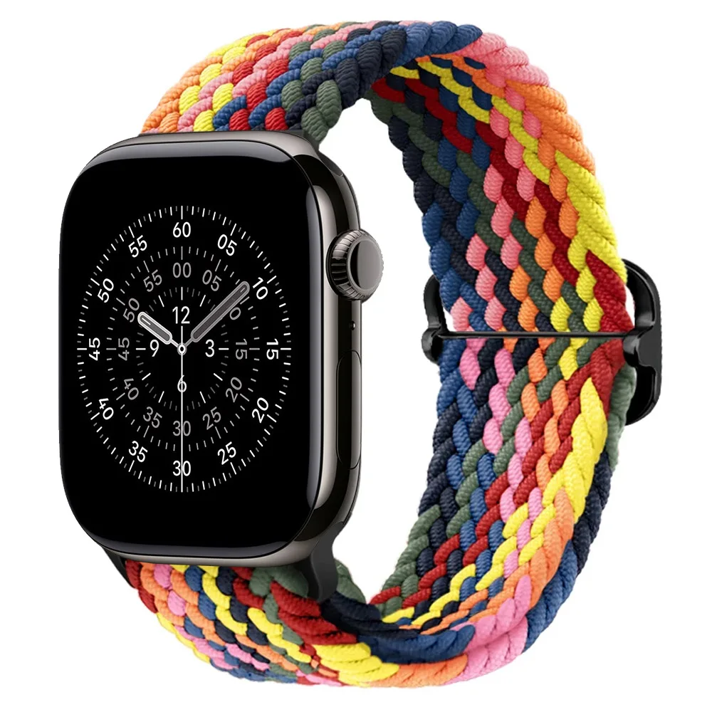 Adjustable Elastic Nylon Braided Watch Strap, Black