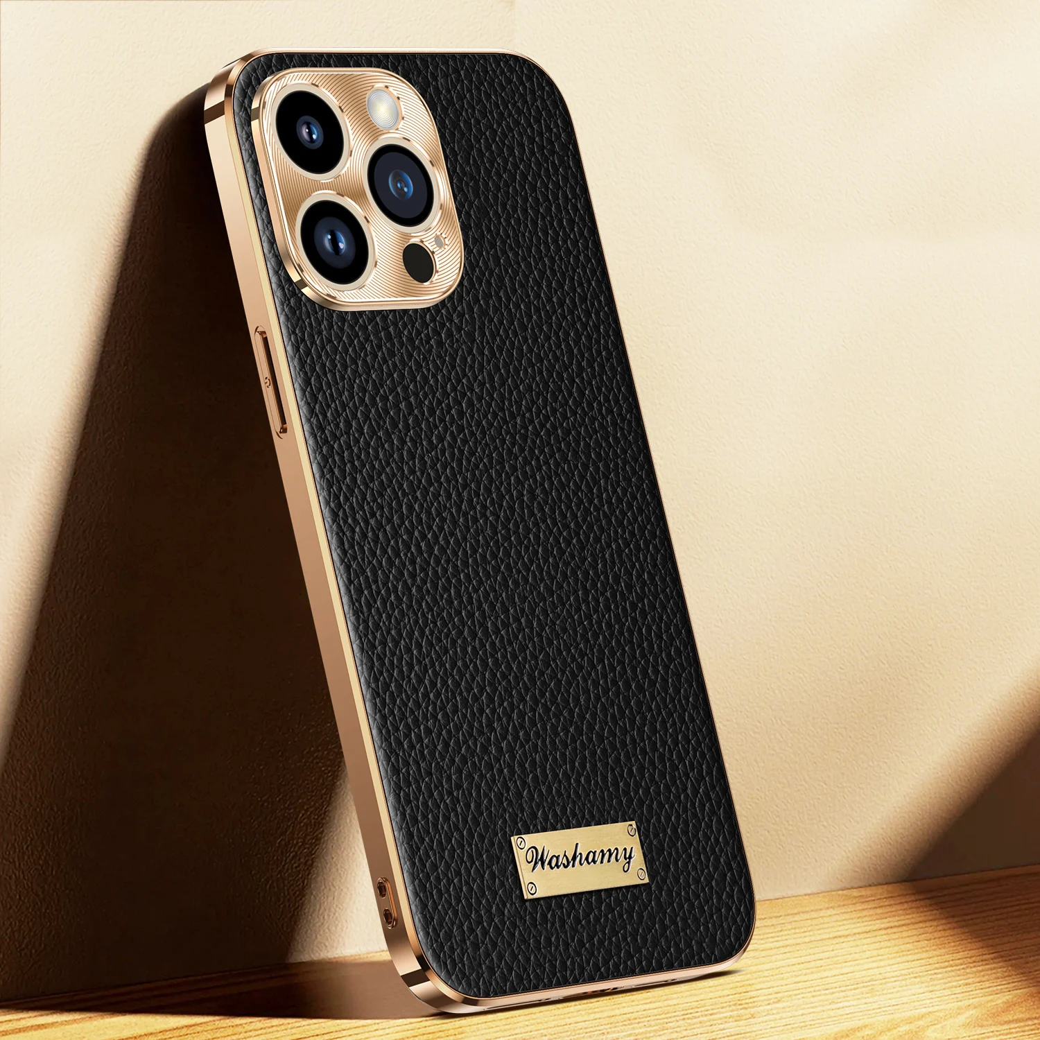 Premium Genuine Leather Business Case with Metal Camera Protection Cover