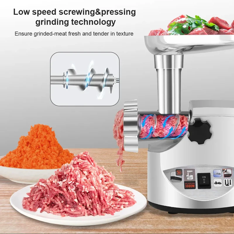 Commercial Meat Grinder Electric Meat Mincer  Heavy Duty Industrial Meat Mincer Machine 3 Grinding Plates 4