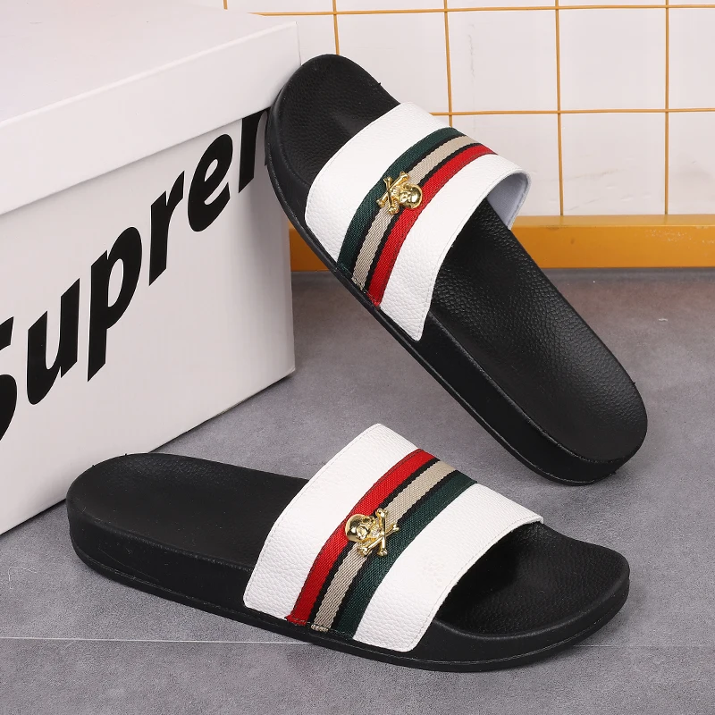 Soft slippers summer slippers anti slip sandals Men Casual Slippers Fashion Flip Flops Indoor Outdoor Beach Women White Sandals Round Toe Non-Slip Zapatos Hombre
