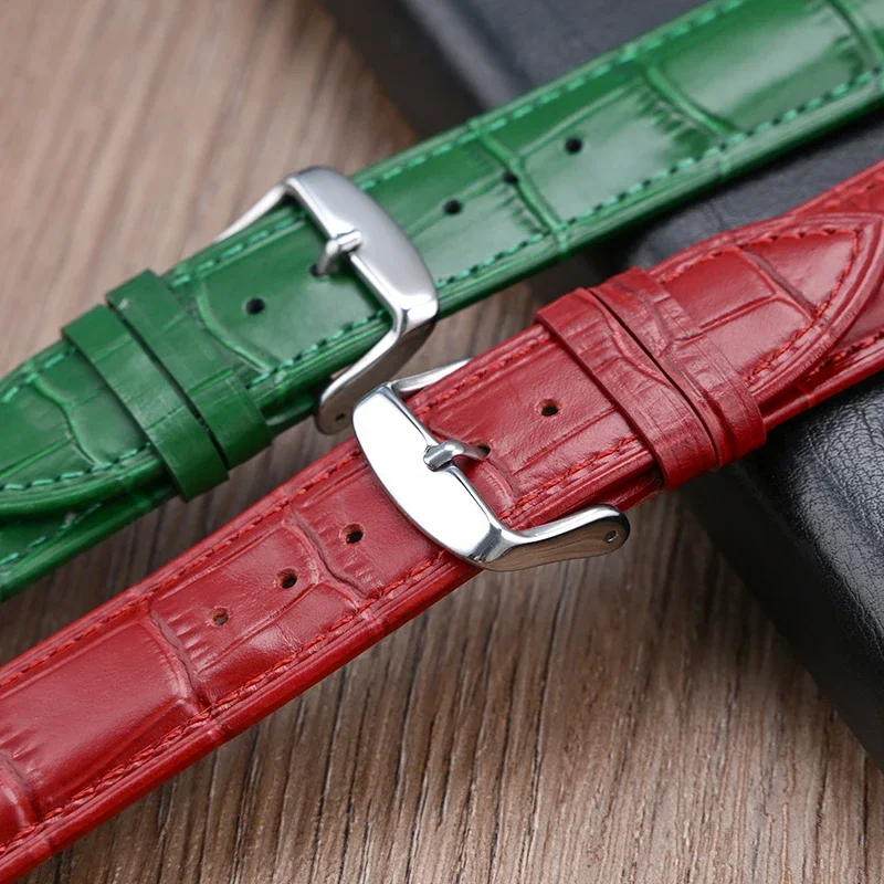 Premium Genuine Leather Quick Release Watch Band with Butterfly Buckle