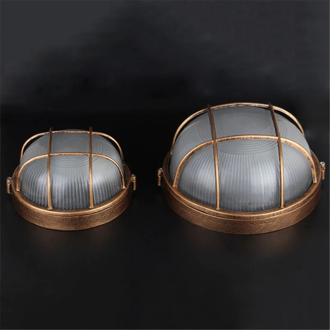 Vintage Outdoor Ceiling Lamp,Bronze Metal Glass Protective Yard Garden Ceiling Light,Waterproof Retro Flush Mount Light 3