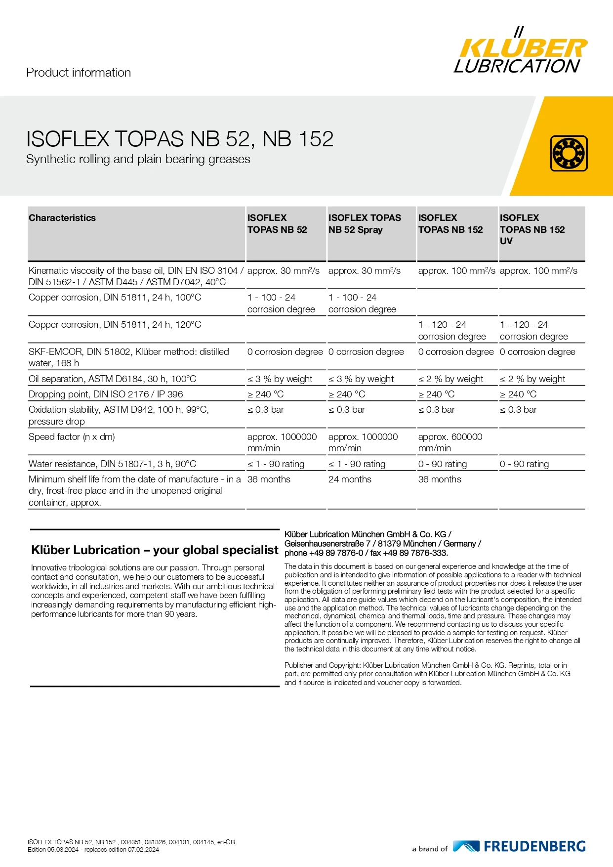 KLUBER NB 52 20g/50g High Temperature and High Speed Sliding Bearings Precision Machinery Bearing Grease NB52 Original Product