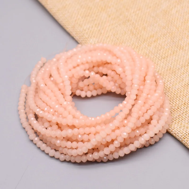 Rose Red Faceted Rondelle Glass Spacer Beads