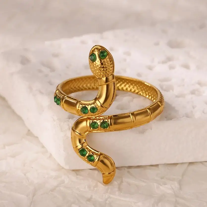 Geometric Zircon Rings Stainless Steel Gold Color For Women