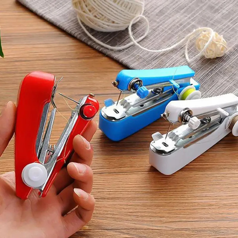 1 Set Mini Sewing Machine Fast Stitch Labor-saving Fabric Clothes Sewing Tools DIY Handheld Portable Mini Manual Machine